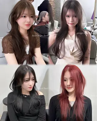 ロング カラー ヘアアレンジ 🫧🇰🇷韓国ヘア レイヤー🐺Yutaのヘアスタイル