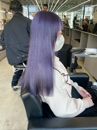 ロング カラー レイヤーカット/ 酸性ストレート梅田のヘアスタイル
