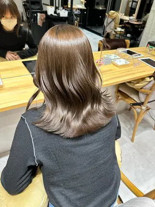 ミディアム ✨透明感カラー/縮毛 恵比寿HAYATO✨のヘアスタイル
