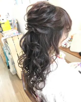 セミロング ヘアアレンジ 早朝✨ヘアセット 着付け/清水玲歌のヘアスタイル