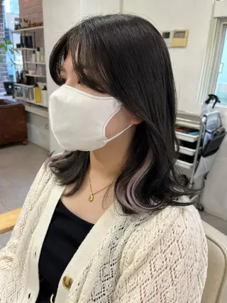 ミディアム カラー エクステ ハイトーン 💭黒崎ハルカのヘアスタイル