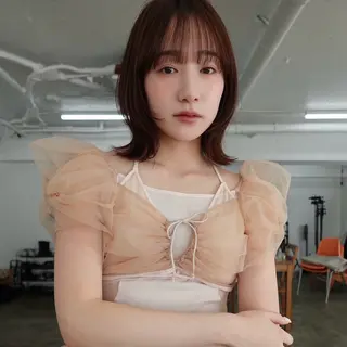 セミロング カラー 韓国レイヤー/暖色 カラー/KOTONEのヘアスタイル