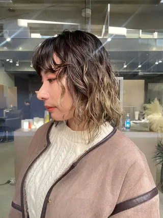 ミディアム カラー パーマ 表参道🌿赤み消し カラー/チナツのヘアスタイル