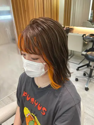ミディアム カラー デザインカラー、艶髪 大塚 耕平のヘアスタイル