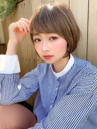 ショート カラー パーマ 大人かわいい💍🤍 ボブ/ショートボブのヘアスタイル