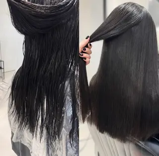 ロング カラー パーマ ヘアアレンジ 透明感/オリーブ/ グレージュ/YUKAのヘアスタイル
