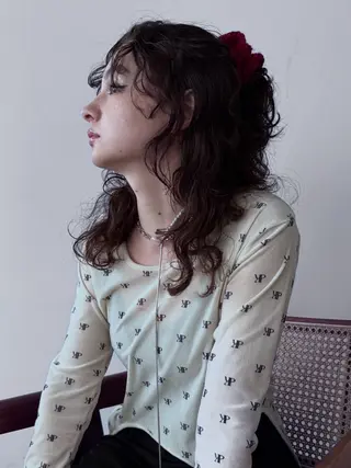 ミディアム パーマ ito suzuco @suc__asのヘアスタイル