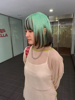 ミディアム カラー 福岡縮毛矯正 ブリーチなしカラーのヘアスタイル