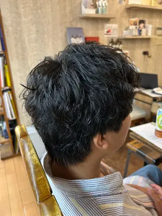 ショート パーマ メンズ ルキ🌈ブリーチカラ ー&メンズパーマ🦄のヘアスタイル