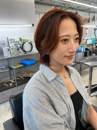 ミディアム カラー 似合わせカット レイヤー/ボブのヘアスタイル