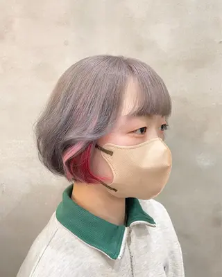 ショート カラー ヘアアレンジ 【ピンク/韓国ヘア/ ヘアセット】亜海のヘアスタイル