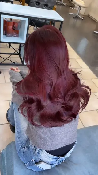 ロング カラー ブリーチなしピンク 赤井龍斗のヘアスタイル