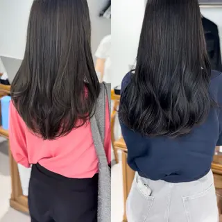 ロング カラー パーマ ヘアアレンジ メンズ キッズ レイヤーカット 🌿透け感カラーのヘアスタイル