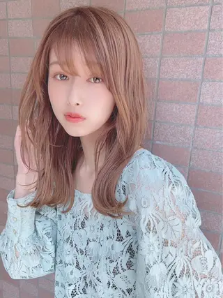 セミロング カラー パーマ ヘアアレンジ 【公式】amble luxe池袋東口🩷のヘアスタイル