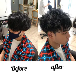ショート カラー ヘアアレンジ メンズ 関西センターパート メンズモデル募集のヘアスタイル