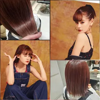 ミディアム カラー ヘアアレンジ オリーブ透明感カラー 表参道/MIKUのヘアスタイル