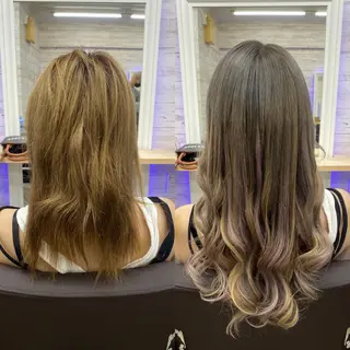 ミディアム カラー ヘアアレンジ アイブロウ LAVENDIA 初音のヘアスタイル