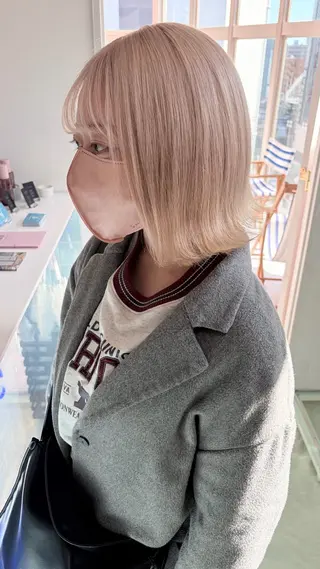 ショート カラー レイン🌏🌱 似合わせ/ハイトーンのヘアスタイル