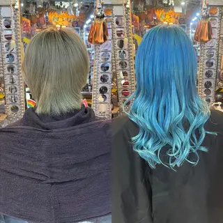 ロング カラー ヘアアレンジ 🌈派手髪エクステ ブレイズ🌈ひろとのヘアスタイル