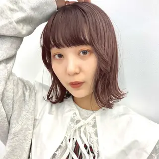 ミディアム カラー 暖色/艶髪/ボブ/ ショート/Ayaのヘアスタイル