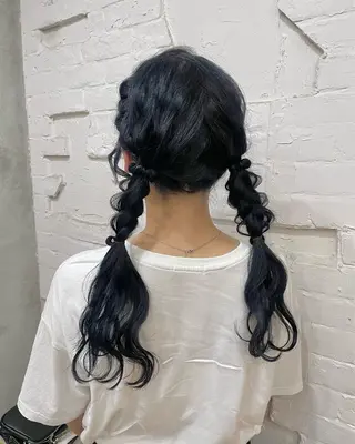 ロング カラー ヘアアレンジ 【ピンク/韓国ヘア/ ヘアセット】亜海のヘアスタイル