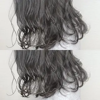 セミロング カラー 韓国レイヤーカット/ ダブルカラーのヘアスタイル