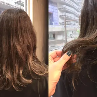 セミロング カラー クボキ サヤのヘアスタイル