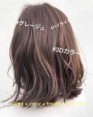 ミディアム カラー パーマ ヘアアレンジ 【白髪ぼかし 専門GBG】自由が丘のヘアスタイル
