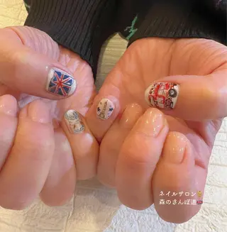 ネイル ショートネイル 森のさんぽ道のネイルデザイン