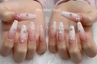 ロング カラー HANA 長さだしのネイルデザイン