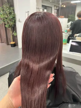 セミロング カラー ハイトーン&髪質改善 &韓国エクステ🤎のヘアスタイル