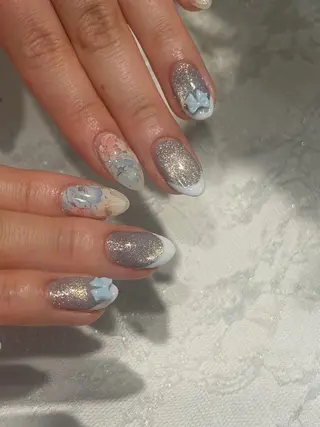 ネイル nailsalon moe.所属・yume 大人ガーリーネイルのネイルデザイン