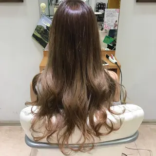ロング カラー ヘアアレンジ きむえり/髪質改善 /うねり広がり改善のヘアスタイル