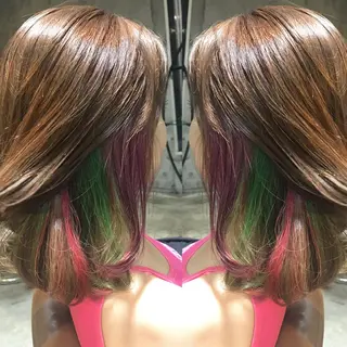 ミディアム カラー パーマ ヘアアレンジ メンズ キッズ ネイル マツエク・マツパ サロンドミルク 原宿のヘアスタイル