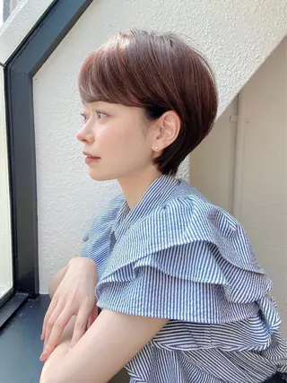 ショート カラー うる艶カラー× ハイトーン/miuのヘアスタイル