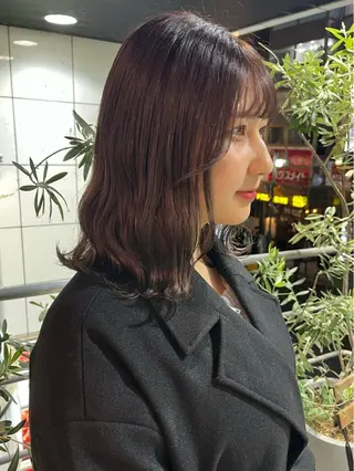 ミディアム カラー カットパーマ 🌀あさみのヘアスタイル