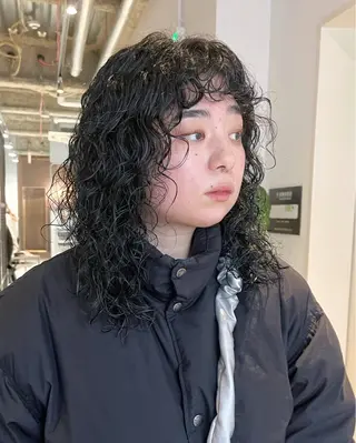 ミディアム パーマ かわい りほのヘアスタイル