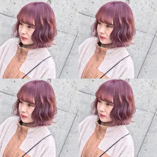 ショート カラー ヘアアレンジ TAKUMAブリーチ /切りっぱなし🪽のヘアスタイル