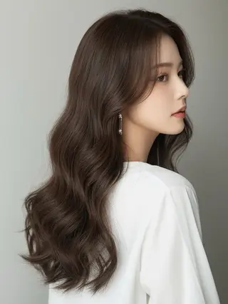 ロング カラー 🌟小顔レイヤー× 赤み消し透明感カラーのヘアスタイル
