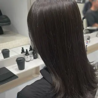 セミロング カラー 艶くすみカラー ‎/縮毛/川添桃花‎のヘアスタイル