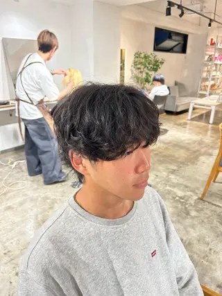 ショート パーマ メンズ 名駅/フェザーパーマ 韓国ヘア/森岡のヘアスタイル