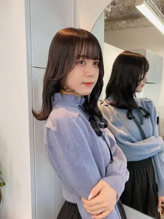 ミディアム カラー ヘアアレンジ ブリーチなしカラー/ 髪質改善/寺門束のヘアスタイル