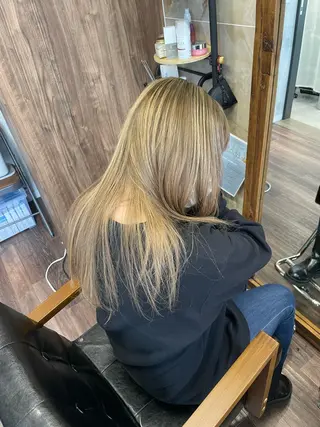 セミロング カラー Lull1人美容室 バレイヤージュのヘアスタイル