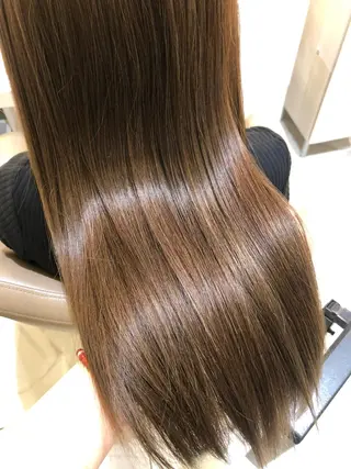 ロング 三箇島陽香/髪質改善 クロスパーマ縮毛矯正のヘアスタイル