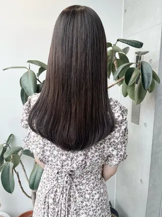 ロング カラー パーマ ヘアアレンジ 透明感/オリーブ/ グレージュ/YUKAのヘアスタイル