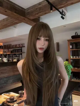 ロング カラー 中韓レイヤー/ ブラウン🤎はやとのヘアスタイル