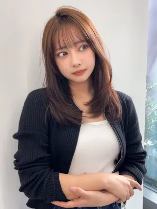 ミディアム 韓国ヘア/透明感 カラー/金子 愛優のヘアスタイル