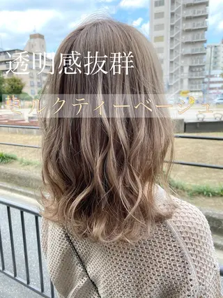 セミロング カラー 土畑 博矢のヘアスタイル