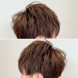 ショート パーマ メンズ 白髪ぼかしハイライト 茗荷谷駅徒歩2分のヘアスタイル