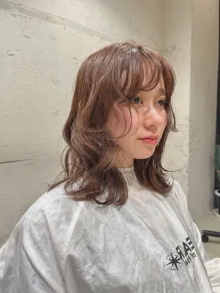 ミディアム カラー かわい りほのヘアスタイル